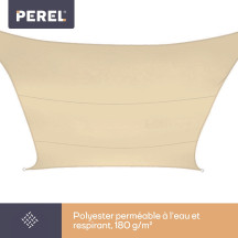 Voile solaire perméable - carré - 5 x 5 m - couleur : champagne
