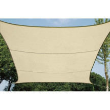 Voile solaire perméable - carré - 5 x 5 m - couleur : champagne