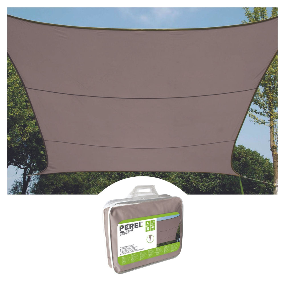 Voile solaire - carré - 5 x 5 m - couleur: gris taupe