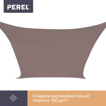 Voile solaire - carré - 5 x 5 m - couleur: gris taupe