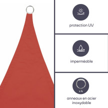Voile solaire - carré - 5 x 5 m - couleur : terracotta