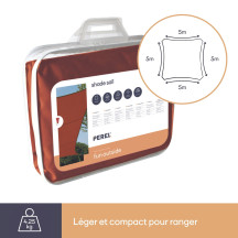 Voile solaire - carré - 5 x 5 m - couleur : terracotta