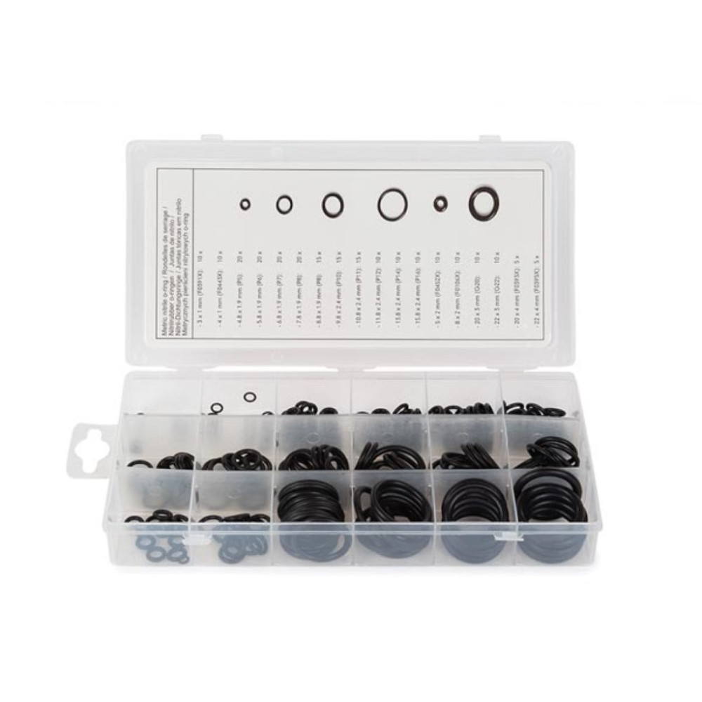 Assortiment de joints toriques métriques en nitrile, 225 pièces