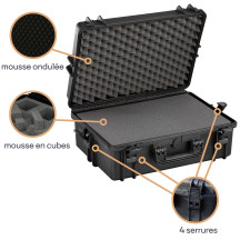 MALLETTE RIGIDE - 555 x 428 x 211 mm - AVEC MOUSSE - 50,1 L
