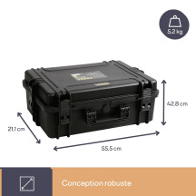MALLETTE RIGIDE - 555 x 428 x 211 mm - AVEC MOUSSE - 50,1 L