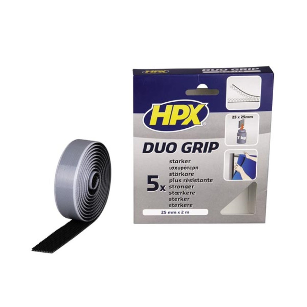 Fixation Duo Grip à clip réajustable - noir 25mm x 2m