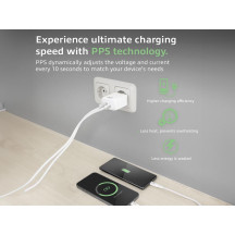 Chargeur USB, 1 x USB-C, 1 x USB-A, fonction Power Delivery, 20W, 1,7A, blanc