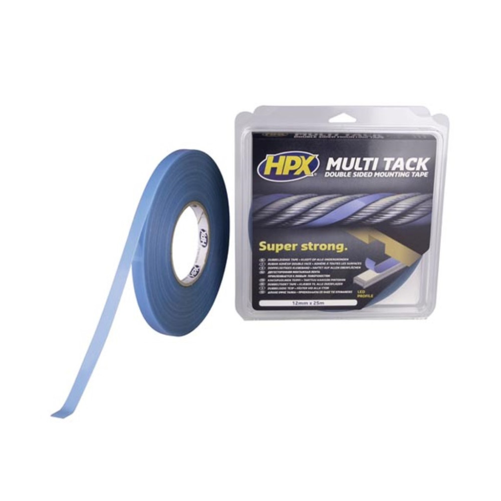 Ruban adhésif double face multi-tack - semi-transparent - 12 mm x 25 m