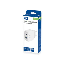 Chargeur USB, 1 x USB-C, 1 x USB-A, fonction Power Delivery, 20W, 1,7A, blanc