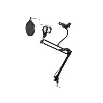 PIED DE TABLE POUR MICROPHONE AVEC SUPPORT POUR SMARTPHONE - RÉGLABLE