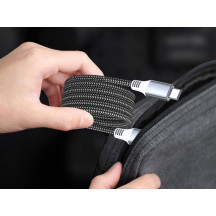 Câble USB - USB 2.0 C à C 60W, 480Mbps, magnétique, nickelé, câble tressé en coton - 1 mètre