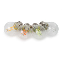JEU D'AMPOULES À FILAMENT LED - G45 - VERRE CLAIR - 4 pcs - ROUGE - VERT - BLEU - ORANGE