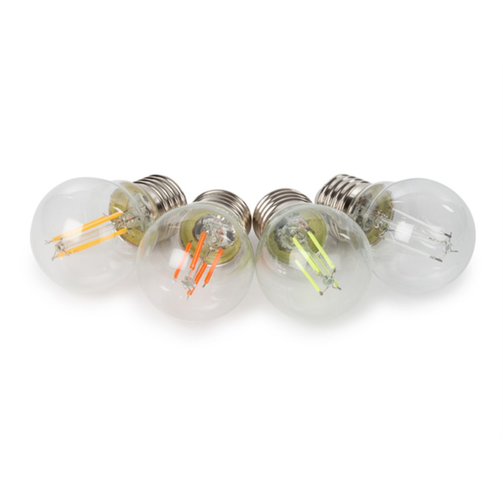 JEU D'AMPOULES À FILAMENT LED - G45 - VERRE CLAIR - 4 pcs - ROUGE - VERT - BLEU - ORANGE