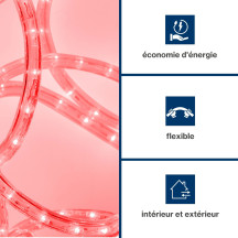 Flexible lumineux à LED - 9 m - rouge