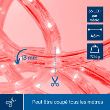 Flexible lumineux à LED - 45 m - rouge