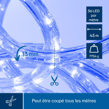 Flexible lumineux à LED - 45 m - bleu
