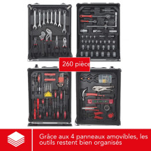 VALISE À OUTILS EN ALUMINIUM 260 pcs