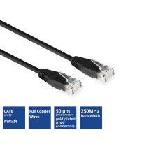 Câble réseau CAT6 U/UTP, CCA, 3m, noir