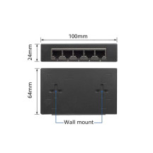 Commutateur réseau 10/100/1000 Mbps 5 ports - design métallique