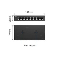 Commutateur réseau 10/100/1000 Mbps 8 ports - design métallique