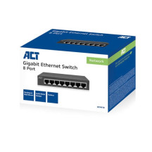 Commutateur réseau 10/100/1000 Mbps 8 ports - design métallique