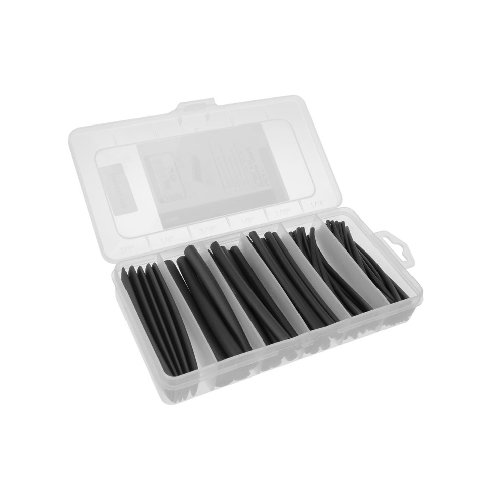 sJeu de gaines thermorétractables - noir avec colle - 10 cm - 85 pcs - dans coffret de rangement