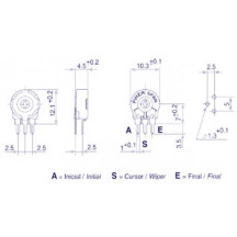 AJUSTABLE PIHER 10K (SERIE S - VERTICAL - POUR AXE)