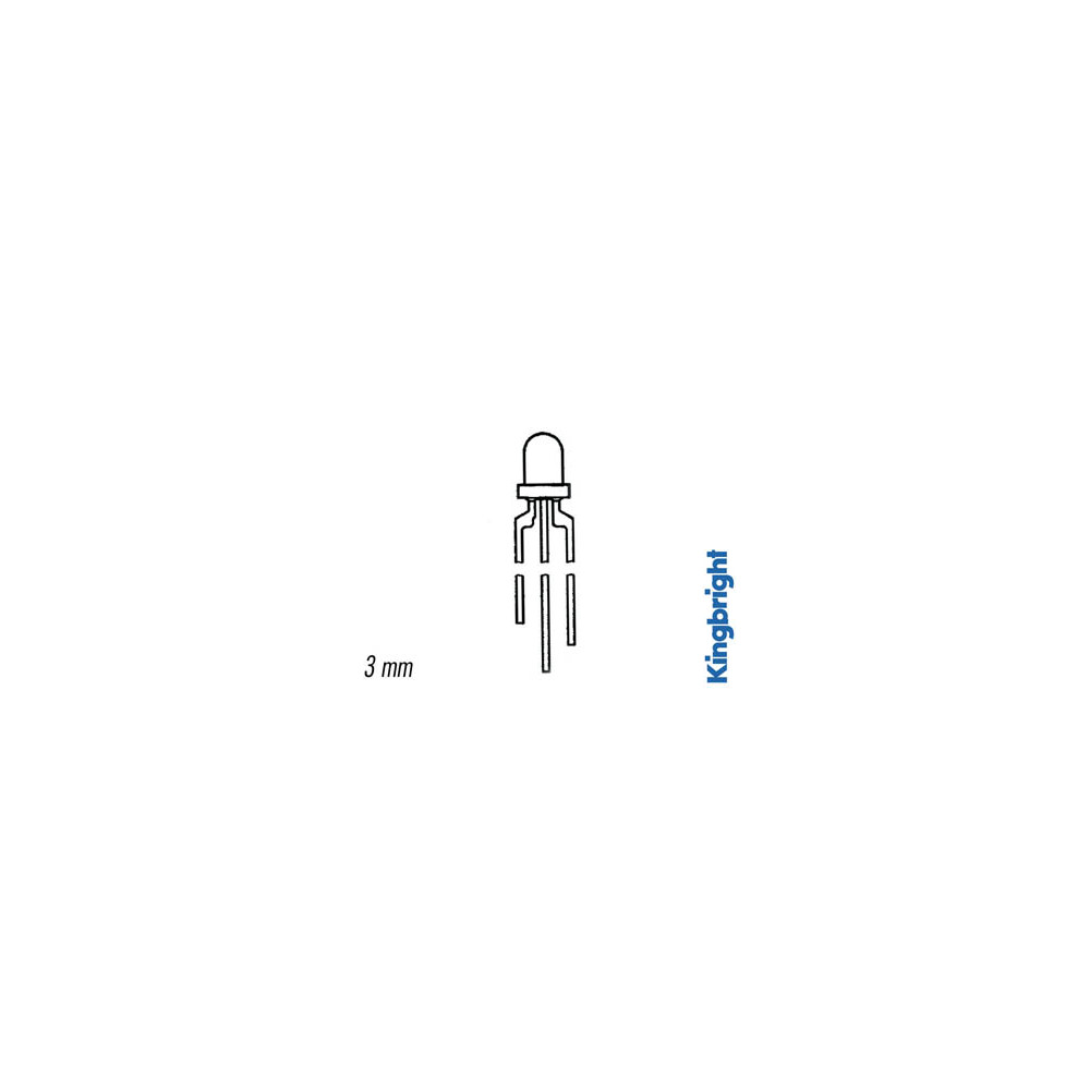 L-115WEGW LED 3mm ROUGE/VERT WHITE BLANC DIFFUS 50mcd