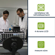 DOUBLE ALIMENTATION DE LABORATOIRE 2 x 0-30 VCC / 0-3 A + 5 VCC fixe 3 A MAX / AVEC 4 AFFICHEURS LCD