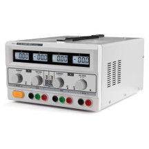 DOUBLE ALIMENTATION DE LABORATOIRE 2 x 0-30 VCC / 0-3 A + 5 VCC fixe 3 A MAX / AVEC 4 AFFICHEURS LCD