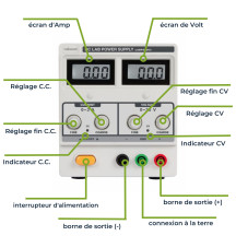 ALIMENTATION DE LABORATOIRE 0-30 VCC 0-3 A MAX / AVEC DOUBLE AFFICHEUR LCD