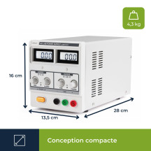 ALIMENTATION DE LABORATOIRE 0-30 VCC 0-3 A MAX / AVEC DOUBLE AFFICHEUR LCD