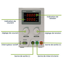 ALIMENTATION DE LABORATOIRE DC 0-30 VCC 0-5 A MAX / AVEC DOUBLE AFFICHEUR LED