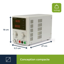 ALIMENTATION DE LABORATOIRE DC 0-30 VCC 0-5 A MAX / AVEC DOUBLE AFFICHEUR LED