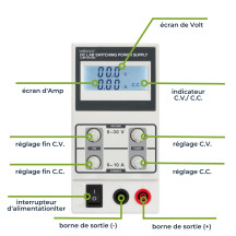 ALIMENTATION DE LABORATOIRE À DÉCOUPAGE 0-30 VCC / 0-10 A MAX / AVEC AFFICHEUR LCD