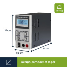 ALIMENTATION DE LABORATOIRE À DÉCOUPAGE 0-30 VCC / 0-10 A MAX / AVEC AFFICHEUR LCD