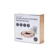 KIT RUBAN À LED FLEXIBLE PILOTÉ PAR MUSIQUE AVEC CONTRÔLEUR ET ALIMENTATION - RVB - 150 LED - 5 m - 12 VCC