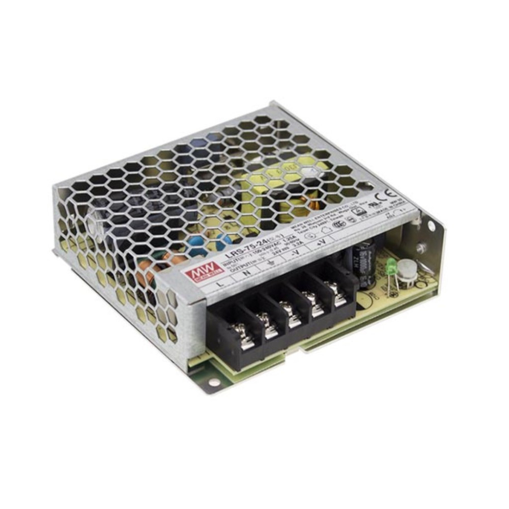 ALIMENTATION Á DÉCOUPAGE POUR ÉQUIPEMENT INFORMATIQUE - 1 SORTIE - 75 W - 24 V - CHÂSSIS FERMÉ - USAGE PROFESSIONNEL UNIQUEMENT
