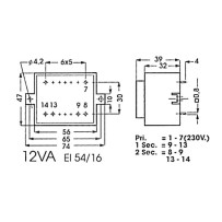 TRANSFORMATEUR MOULE 12VA 2 x 9V / 2 x 0.670A