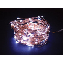 Microlight LED - 12 m - 120 lampes blanches - fil de cuivre - 7.5V