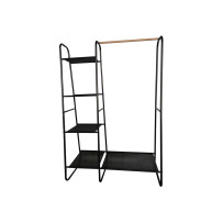 Portant à vêtements avec étagères - métal - noir - 100 x 40 x 150 cm
