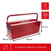 Coffre à Outils - 530 x 200 x 200 mm - 21,2 L