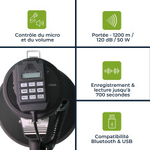 Ensemble (MP66S+ LR14*4) avec mégaphone puissant de 50 W avec sirène et 8 piles alcalines C de 1,5 V