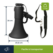 Ensemble (MP66S+ LR14*4) avec mégaphone puissant de 50 W avec sirène et 8 piles alcalines C de 1,5 V