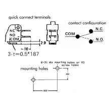 MICRORUPTEUR 12A, LONG LEVIER DE COMMANDE