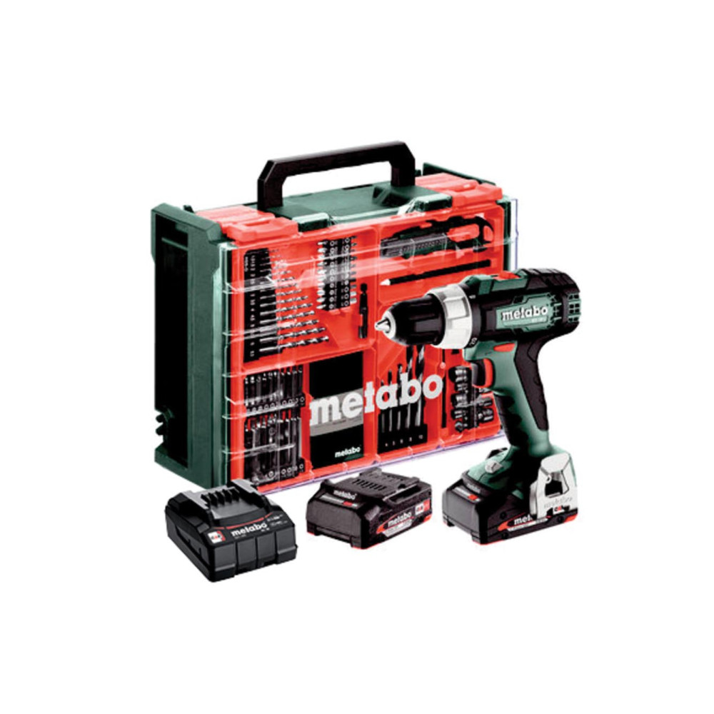 Perceuse-visseuse sans fil BS 18 L, 18 V, 2 x 2 Ah Li-power, chargeur SC 30, mallette de transport en plastique, atelier mobile