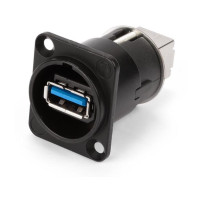 NEUTRIK - CHANGEUR DE GENRE USB 3.0 RÉVERSIBLE (TYPE A ET B) - BOÎTIER D NICKELÉ - NOIR