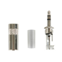 REAN - CONNECTEUR DE 3.5 mm - 3 POINTS - CORPS MÉTALLIQUE AVEC COLLIER DE CÂBLE À SERTIR