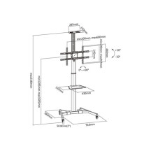 Support de sol mobile pour TV/moniteur, 37" à 70", VESA