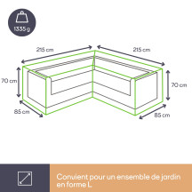 Housse d'extérieur pour salon en L - 215x215x70cm
